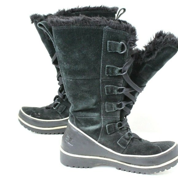 Sorel Women's Size 6 Tivoli High II Black Winter Suede Boot Faux Fur NL2093-010 - Picture 2 of 8